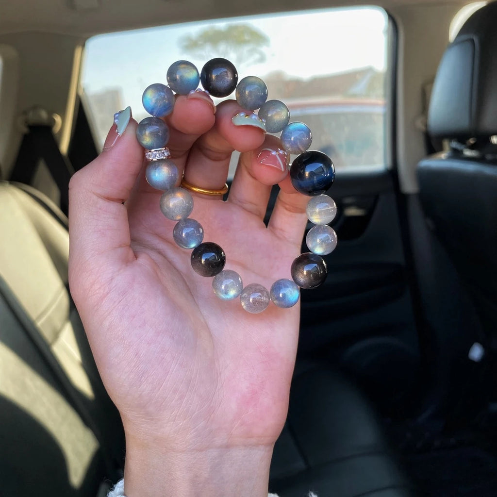 Silver Obsidian Lion Dance Bracelet(银曜石醒狮手链 nfc-obsidian-bracelet)